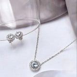 Beautiful Round Single AD Solitaire Chain Pendant Set with Studs