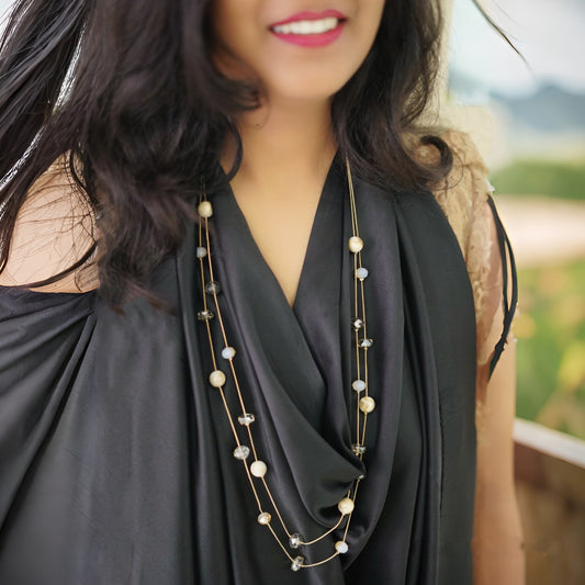 Beautiful Pearl and Crystal Beads Necklace