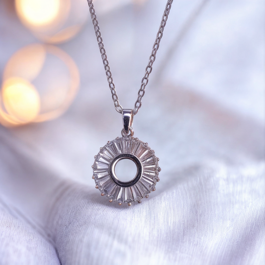 Sterling Silver Round CZ Chain Pendant