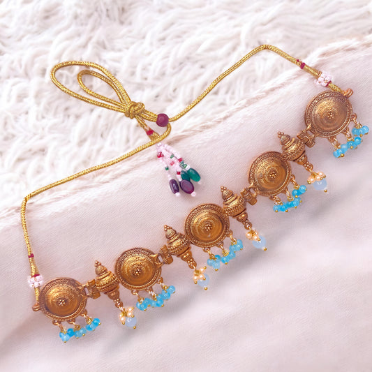 Sky Blue Stone Choker Necklace Set