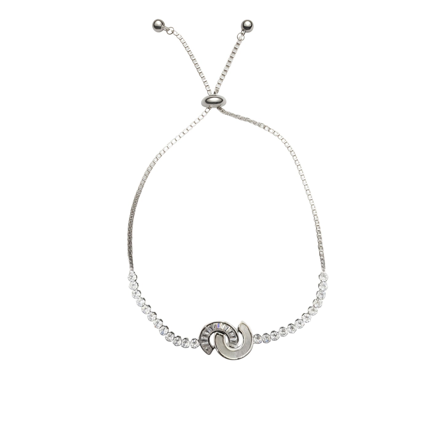 Beautiful Sterling Silver Adjustable Bracelet with CZ