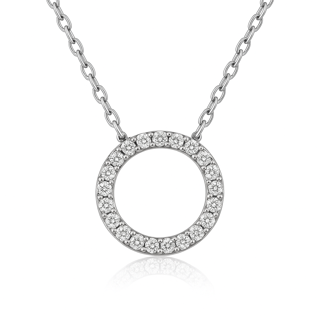 Dainty Silver-Plated Hollow Round Pendant
