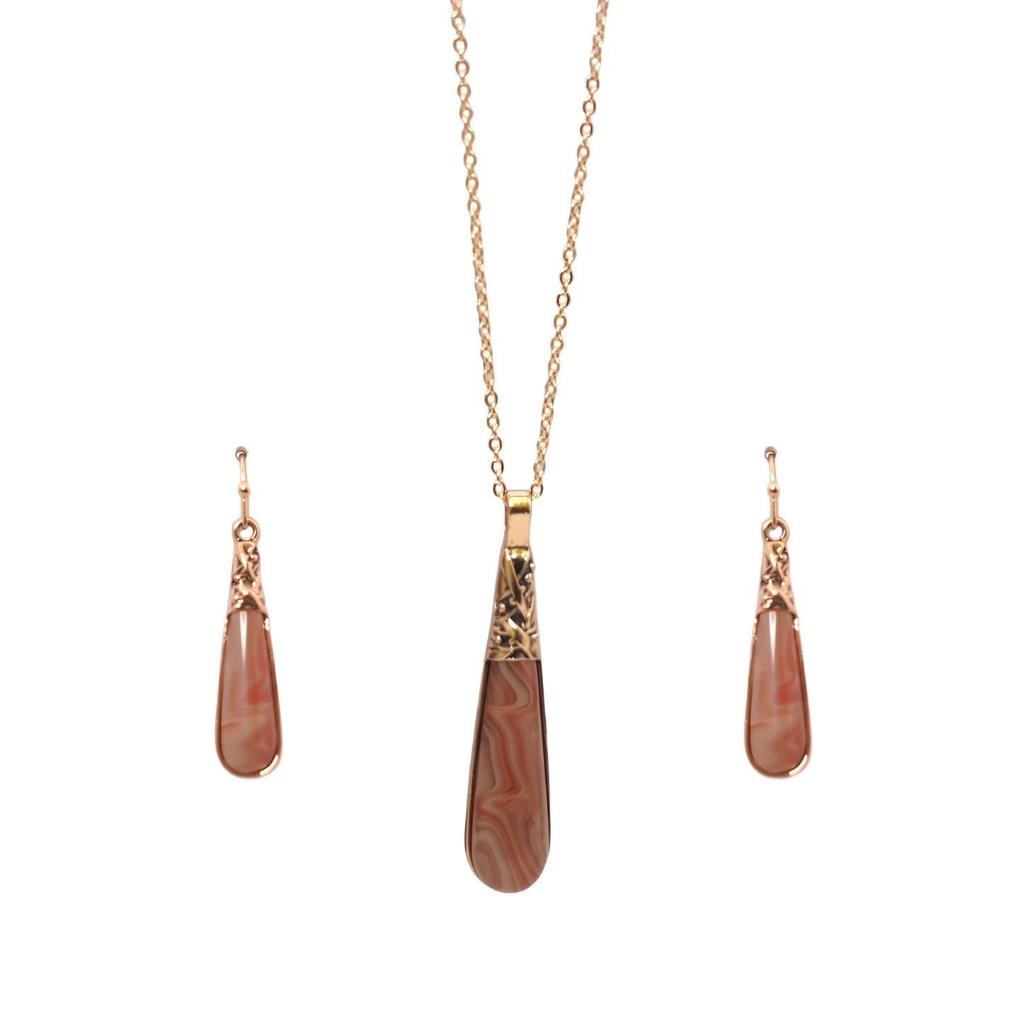 Brown Smokey Stone Pendant Set