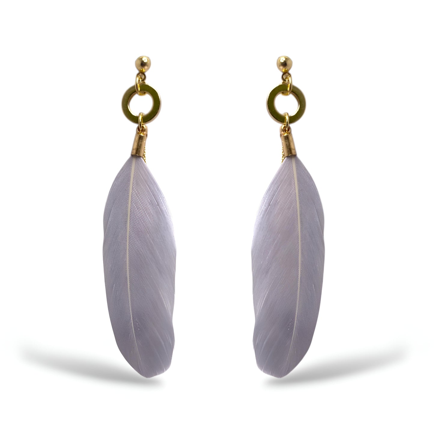 Beautiful Grey Feathers Danglers with Hanging Black Beads
