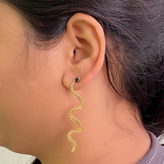 Golden Plated Snake Danglers