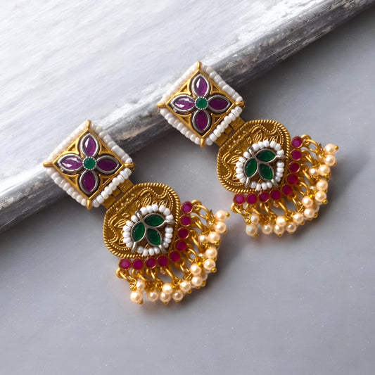 Beautiful Gold Toned Danglers with Eye Catching