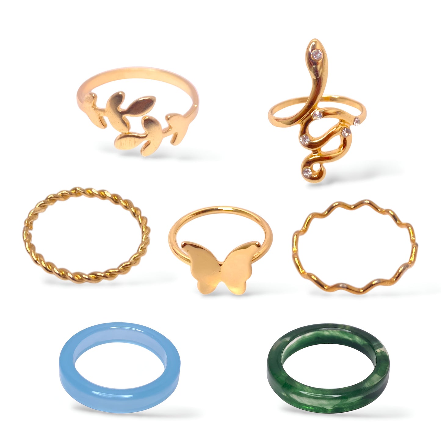 Stylish Boho Korean Design 7 pc Rings Set Combo for Women