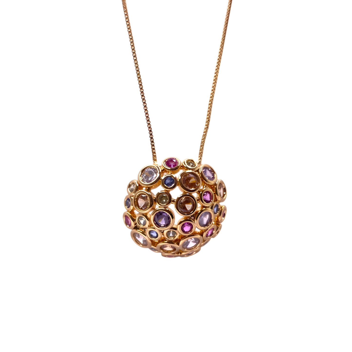 Vibrant Round Stone Chain Pendant
