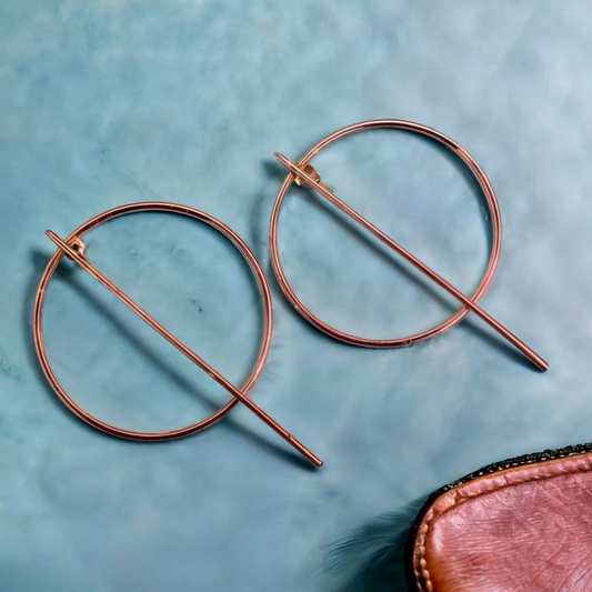 Golden Round Geometric Earrings