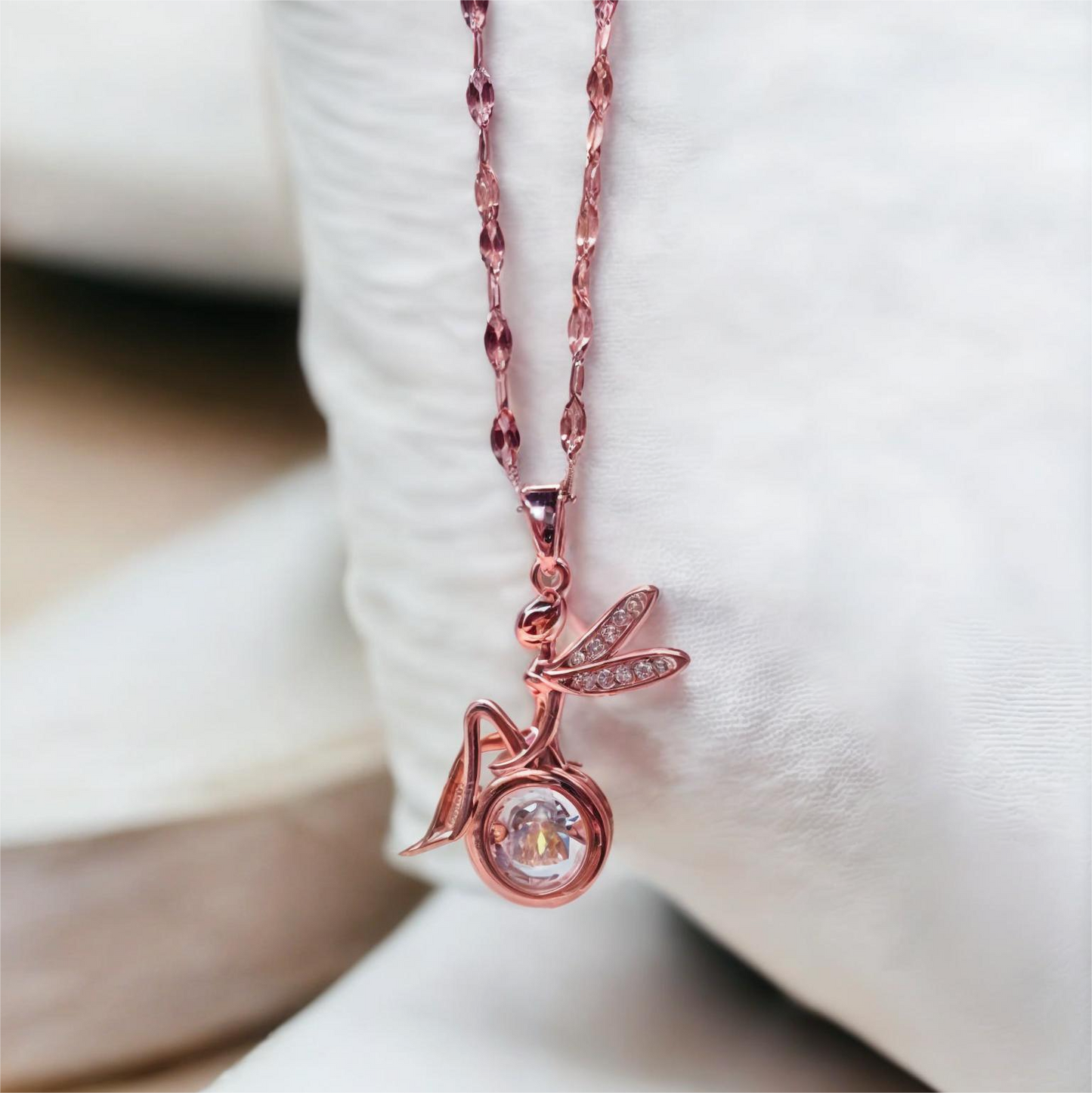 Beautiful Angel Fairy on Earth With Dancing Stone Pendant