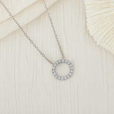 Dainty Silver-Plated Hollow Round Pendant