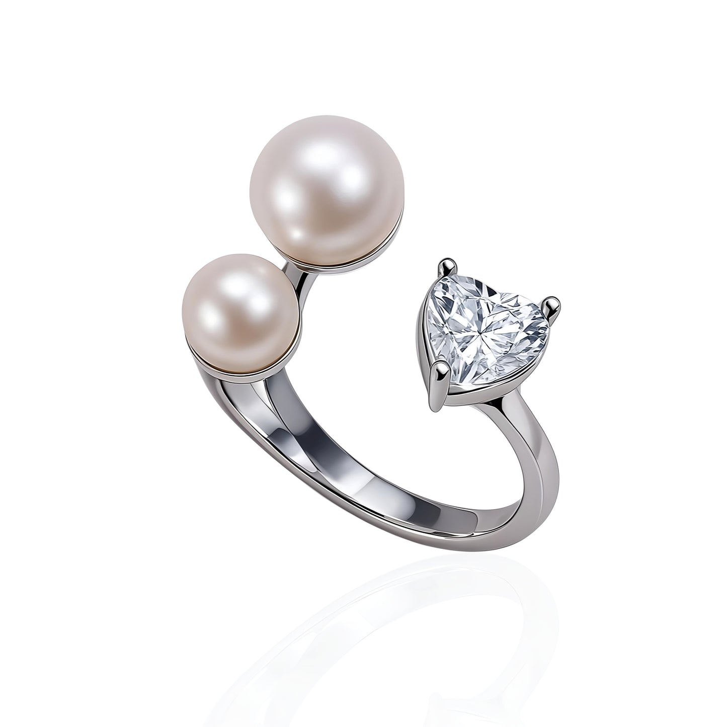 White Gold plated Pearl Stone Ring