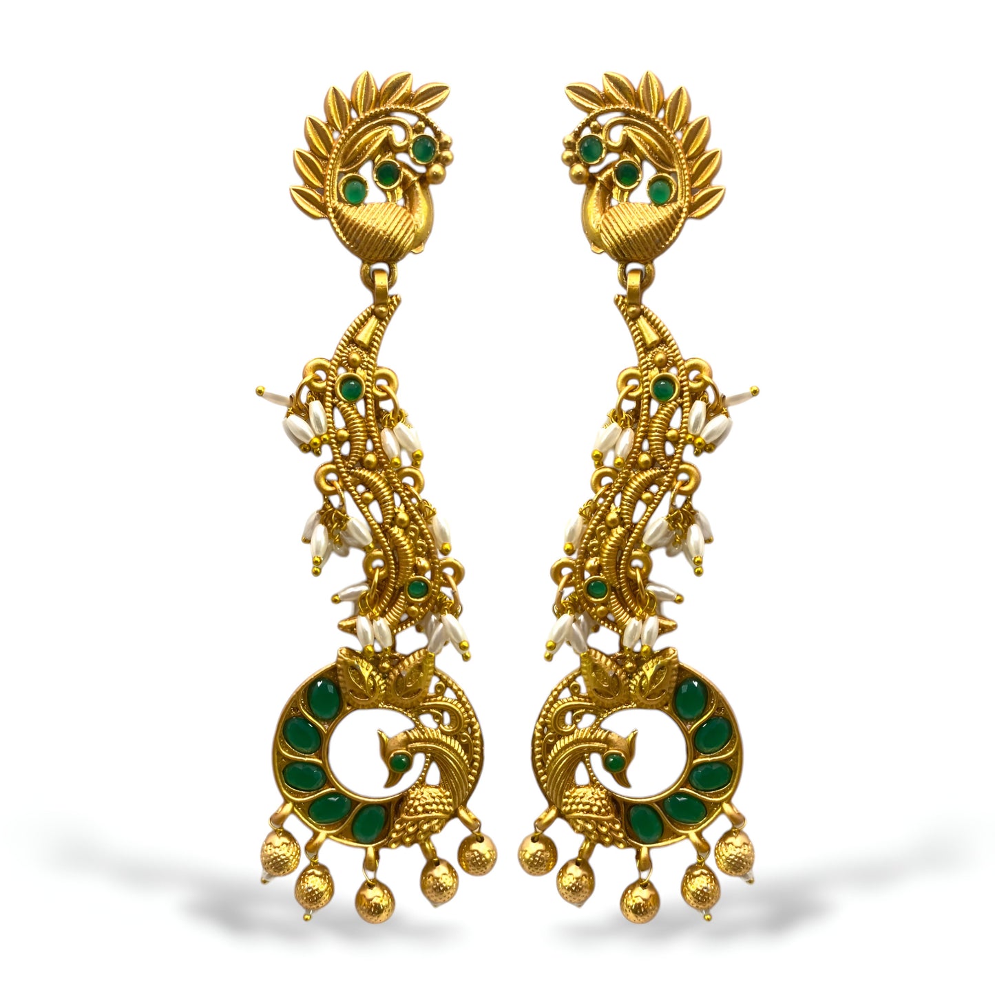 Peacock Design High Quality Antique Golden Finish Danglers