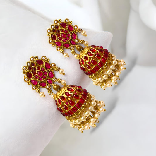 Beautiful Golden Anique Finish Jhumki