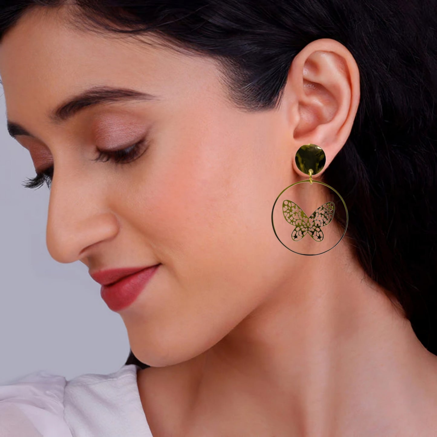 Butterfly Resin Gold Plated Dangler Earrings
