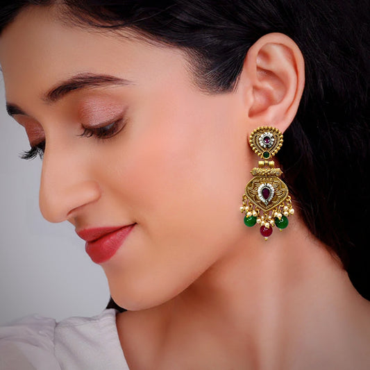 Beautiful Golden Antique Finish Traditional Danglers