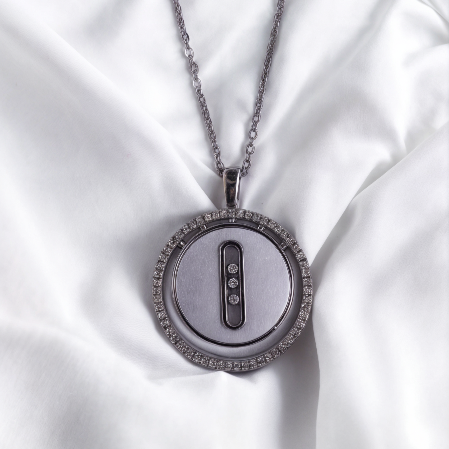 Sterling Silver Messika chain Pendant with CZ