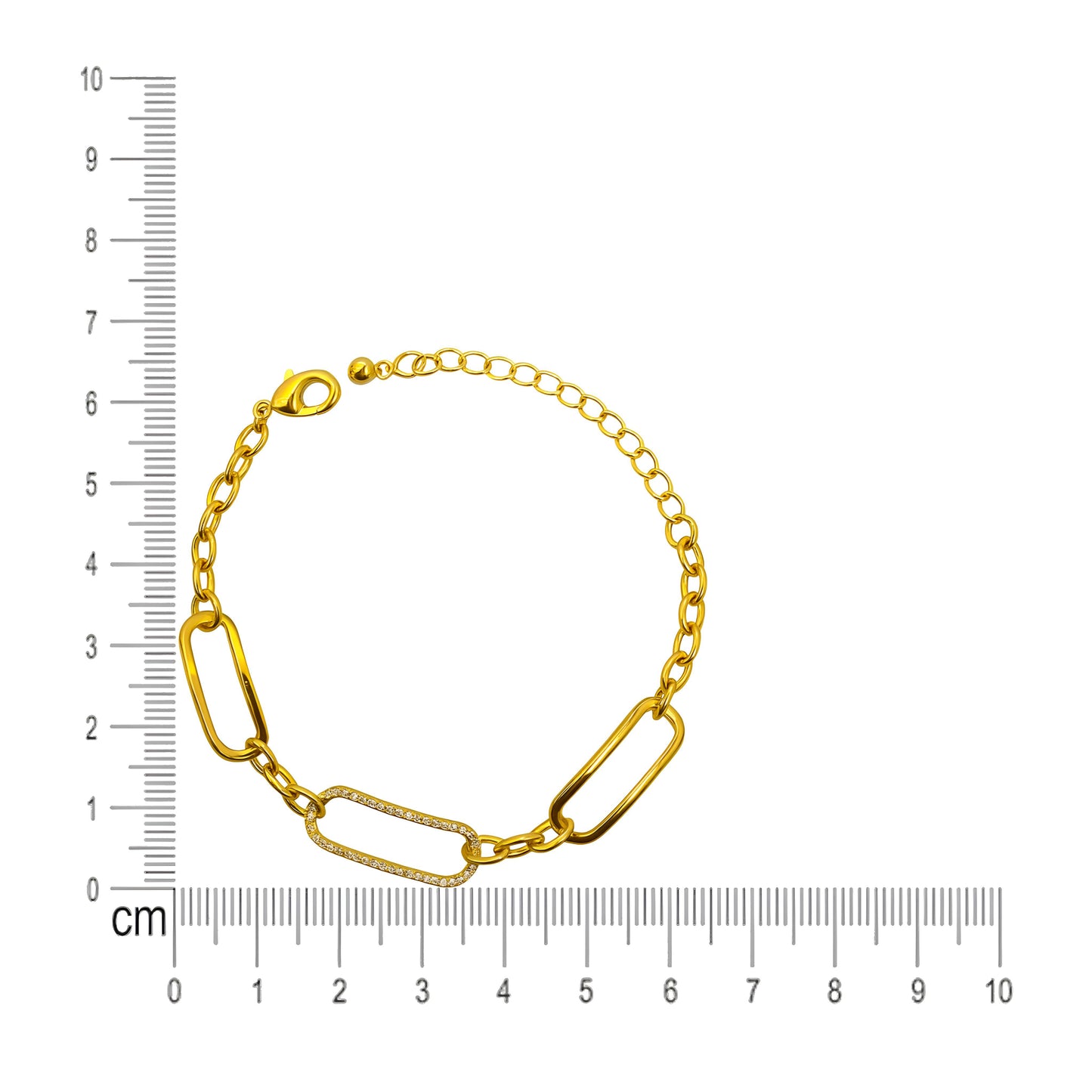 Vintage Golden Plated Link Chain Bracelet with CZ