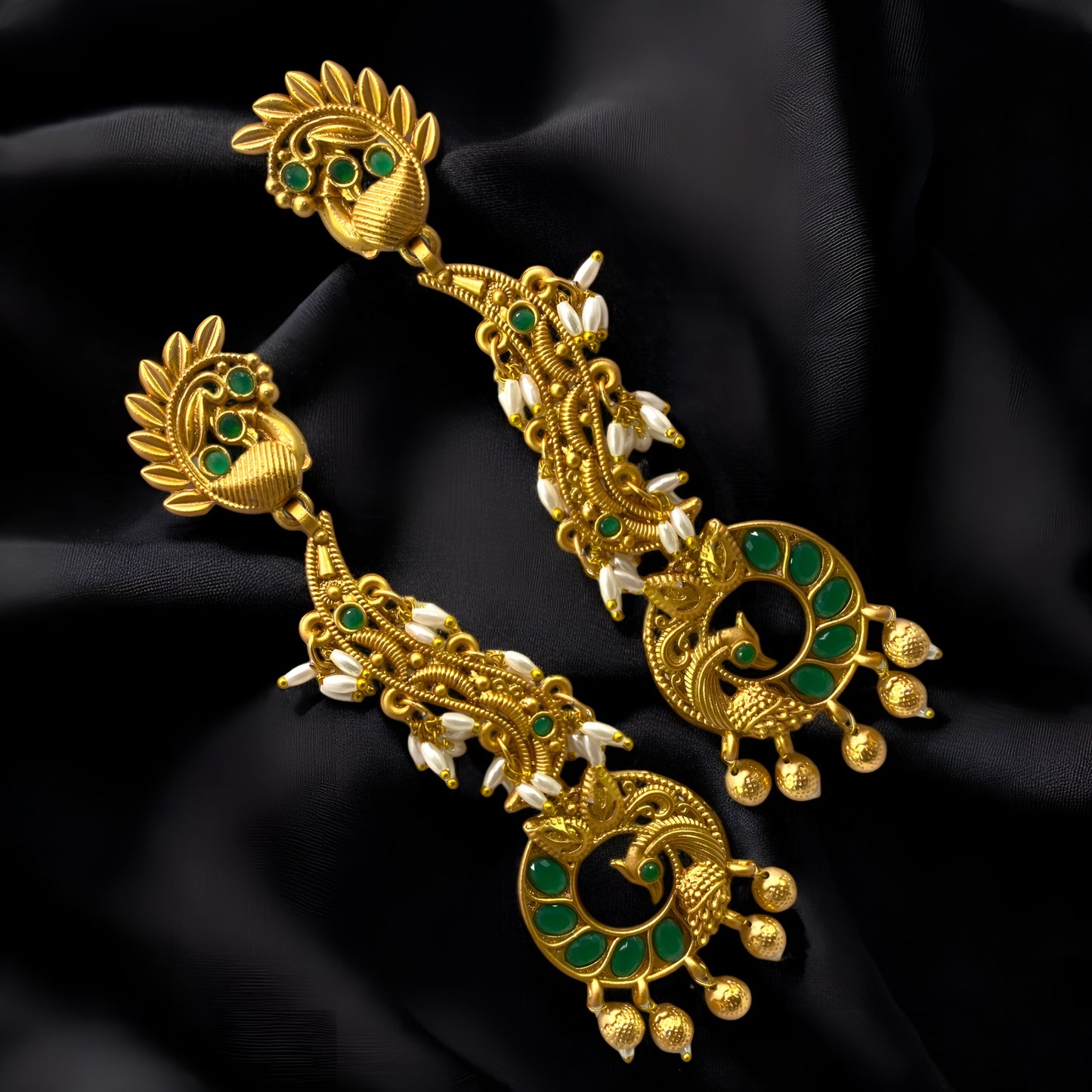 Peacock Design High Quality Antique Golden Finish Danglers