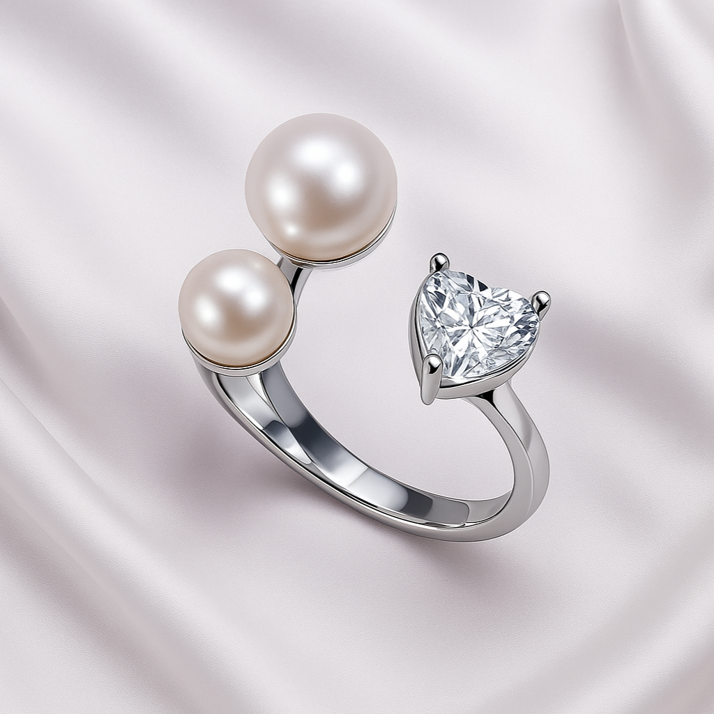 White Gold plated Pearl Stone Ring