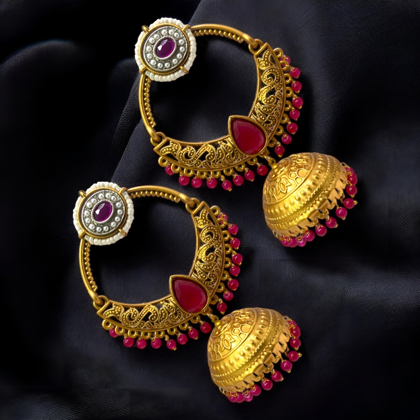 Beautiful Golden Antique Finish Chandbaali Style Jhumki