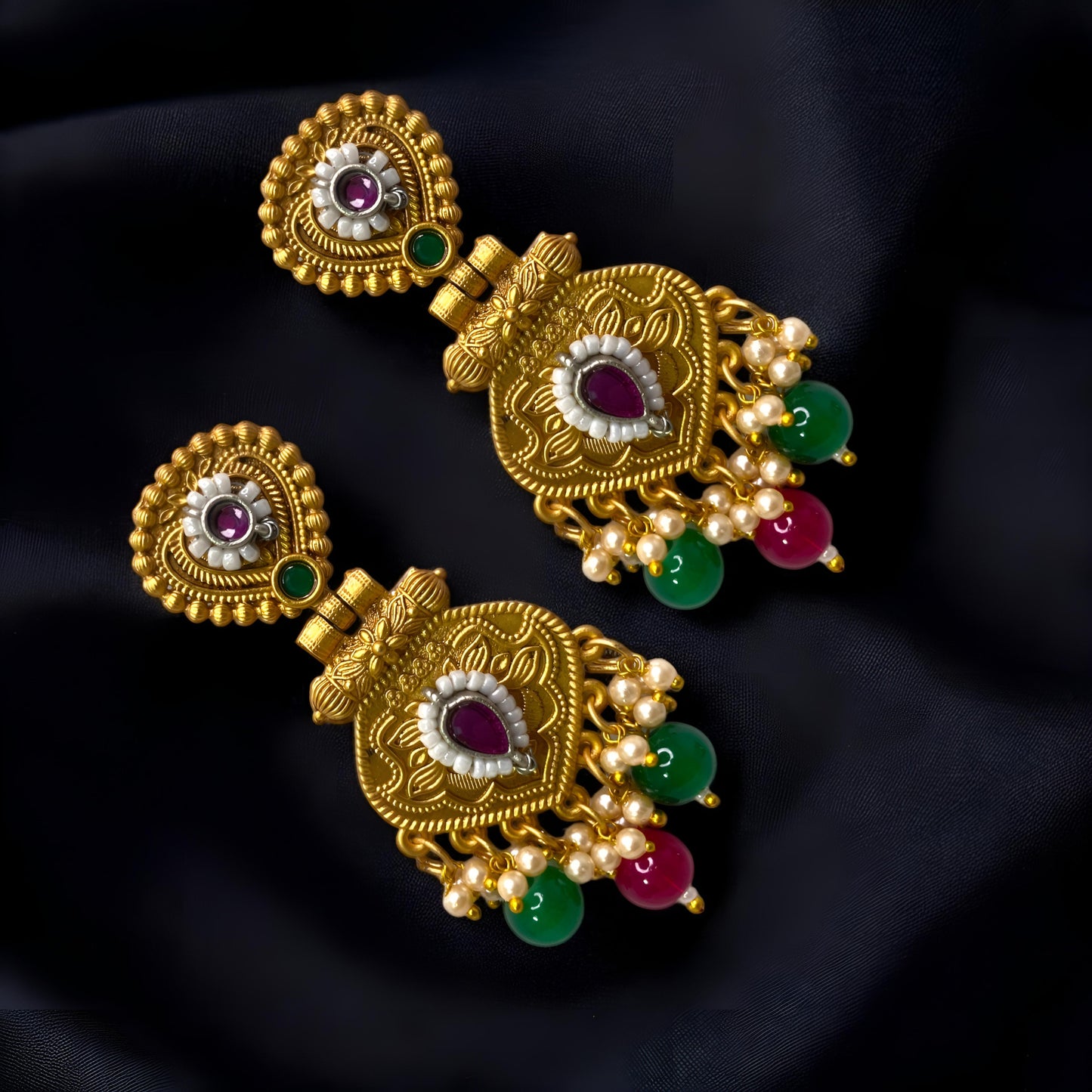 Beautiful Golden Antique Finish Traditional Danglers