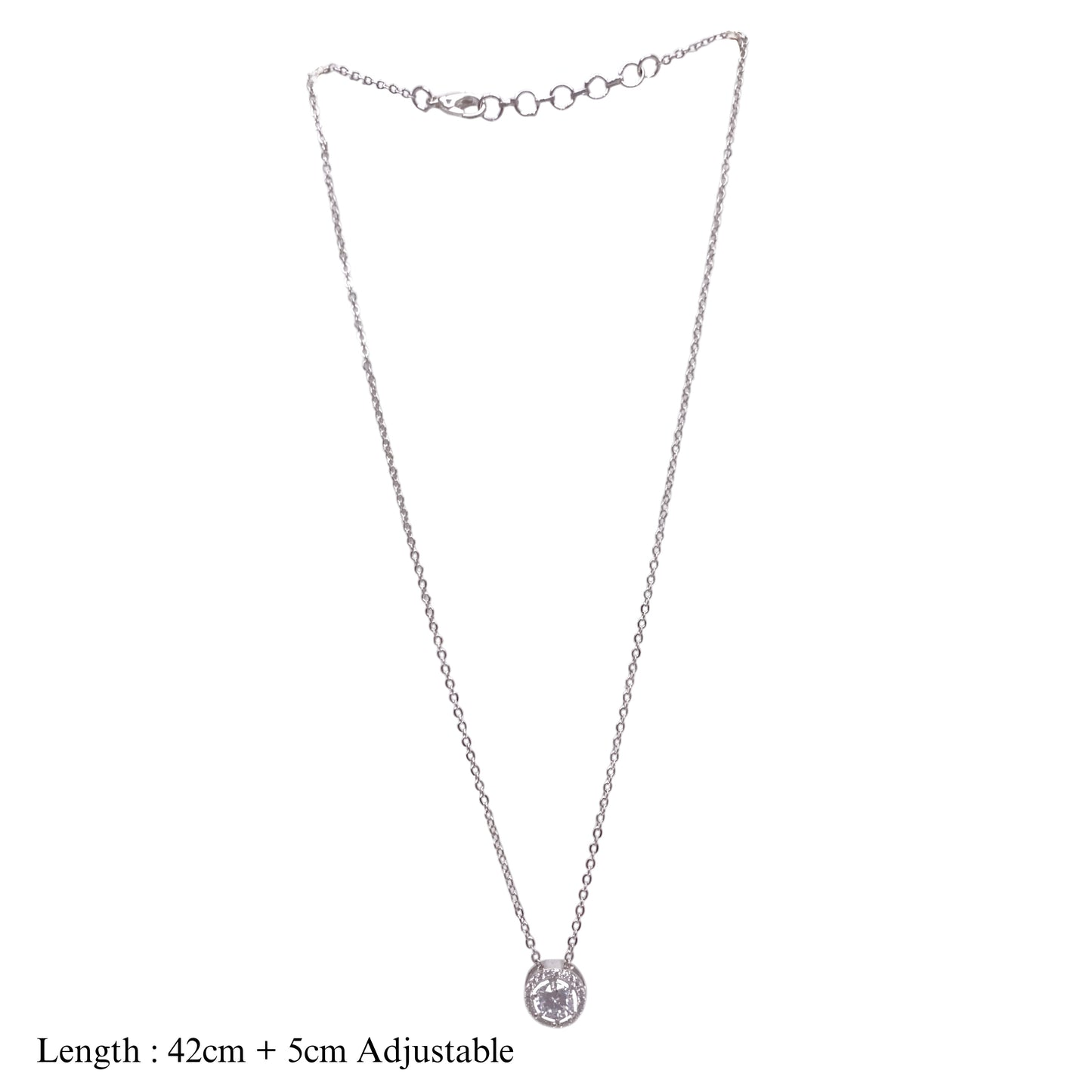 Beautiful Round Single AD Solitaire Chain Pendant Set with Studs