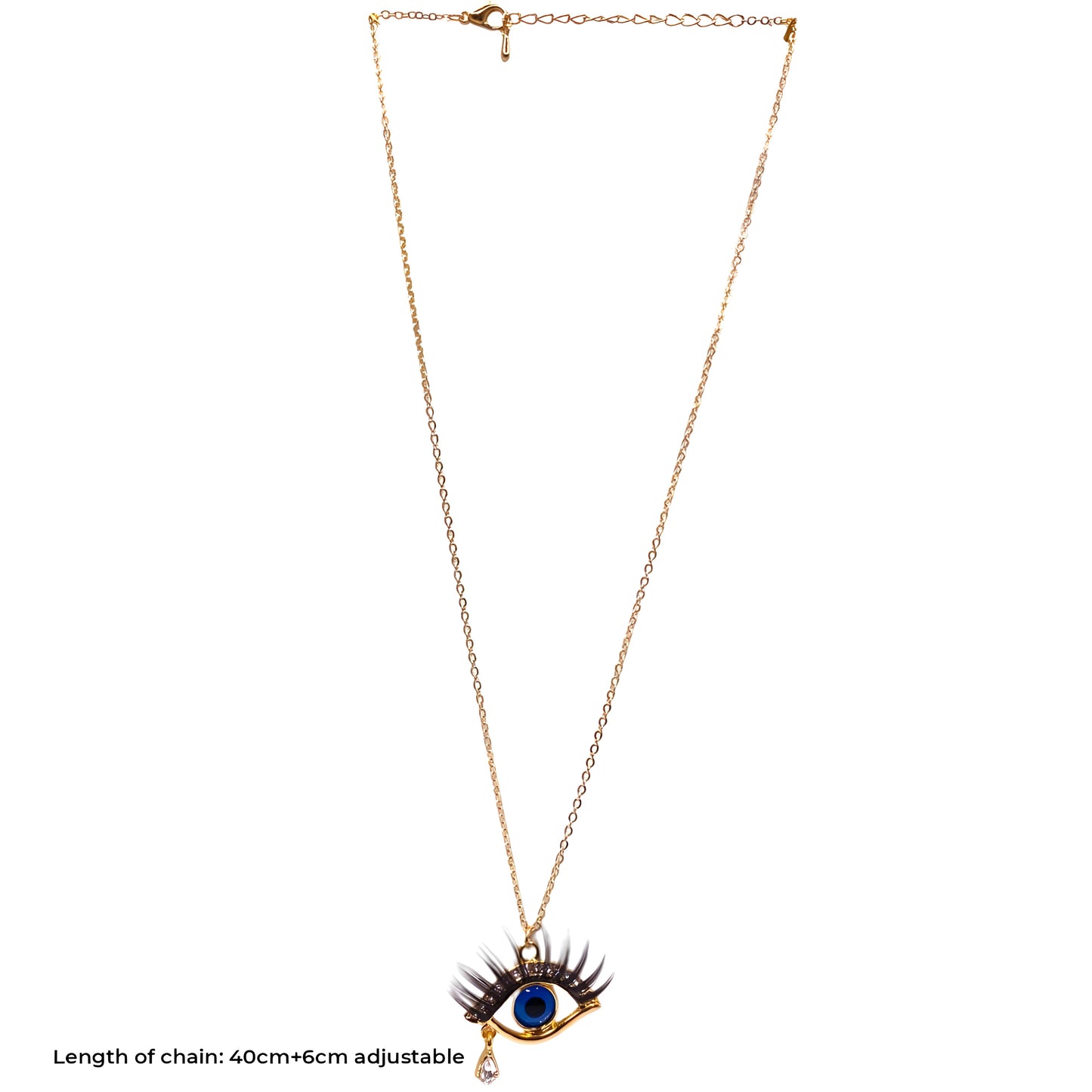 Evil Eyelash Chain Pendant with CZ Drop