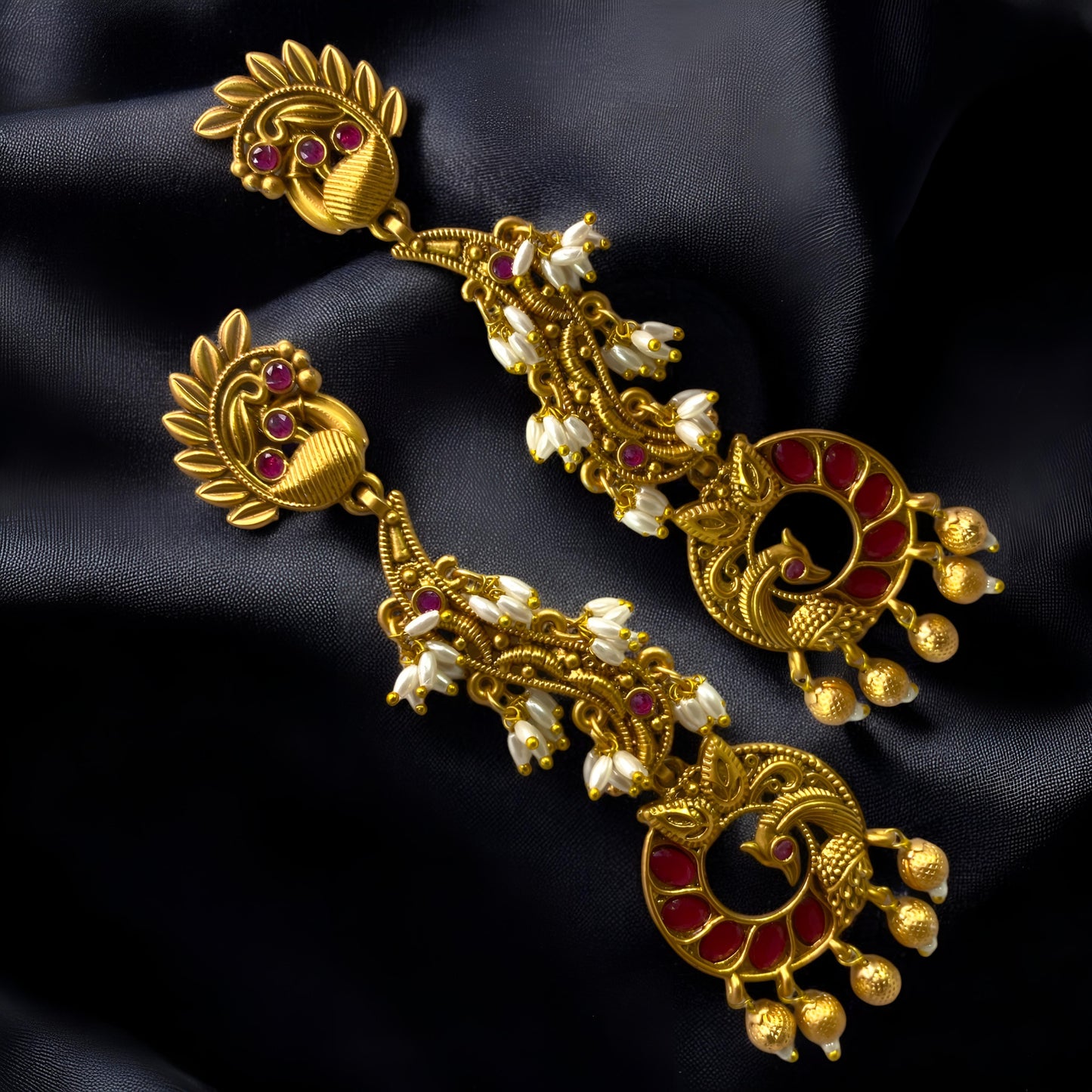 Peacock Design High Quality Antique Golden Finish Danglers
