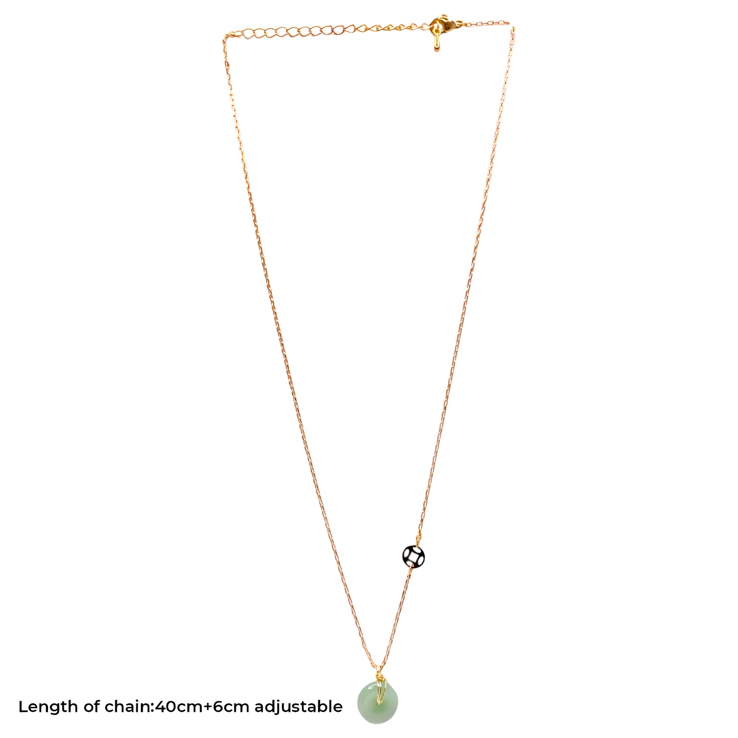 Golden Blue-Green Jade Donut Chain Pendant