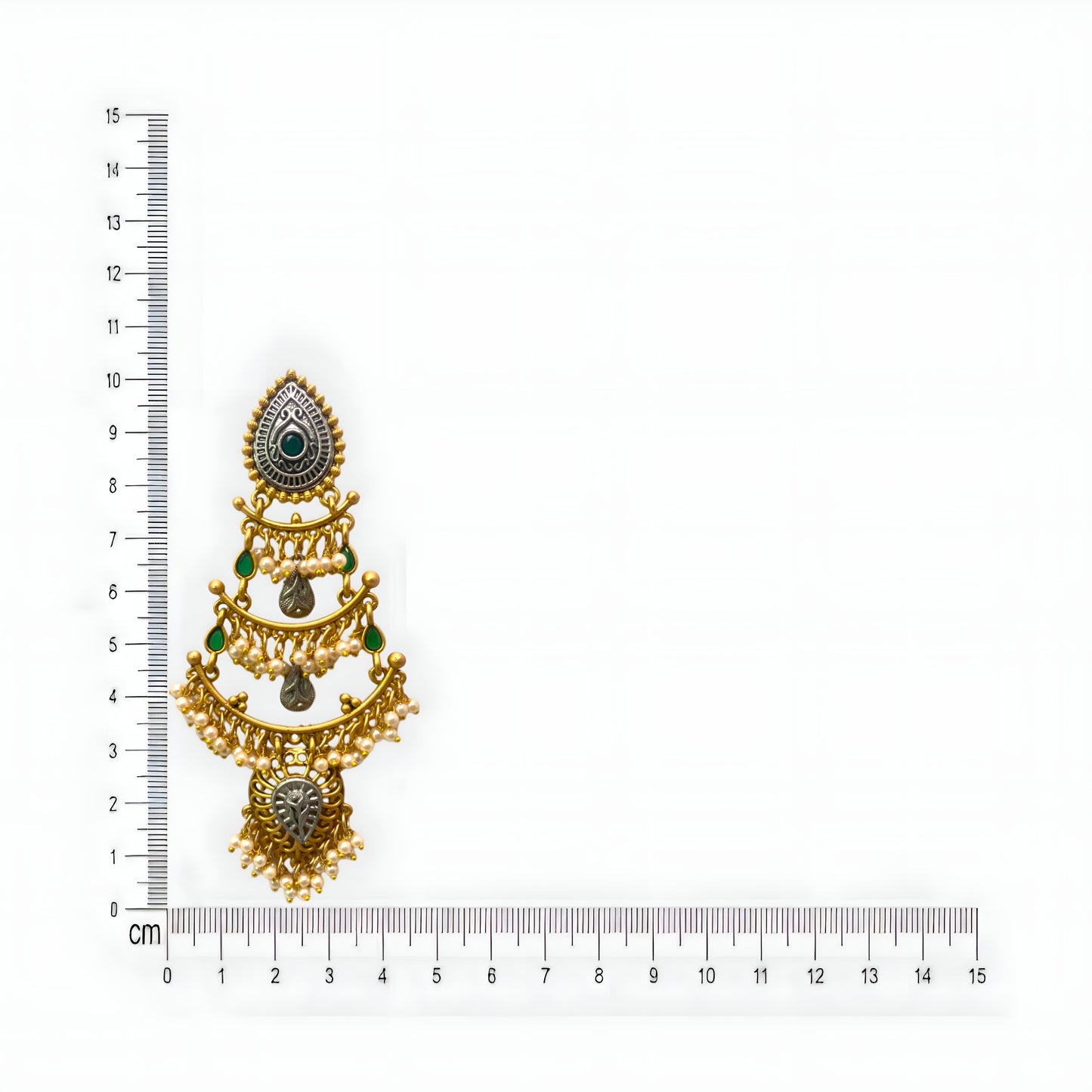 Antique Gold Plated Oxidised Chandbali Danglers
