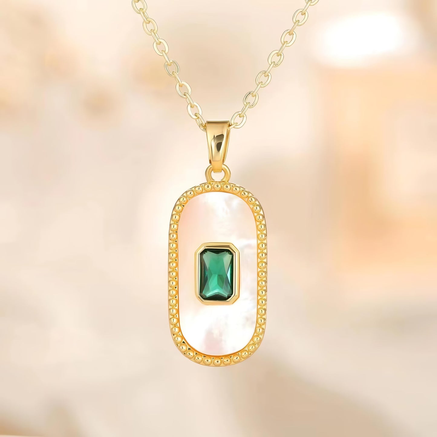 Handcrafted Green Stone Women’s Chain Pendant