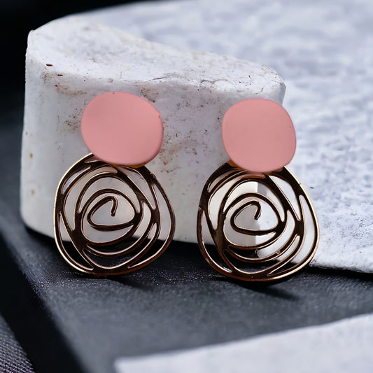 Baby Pink Spiral Danglers