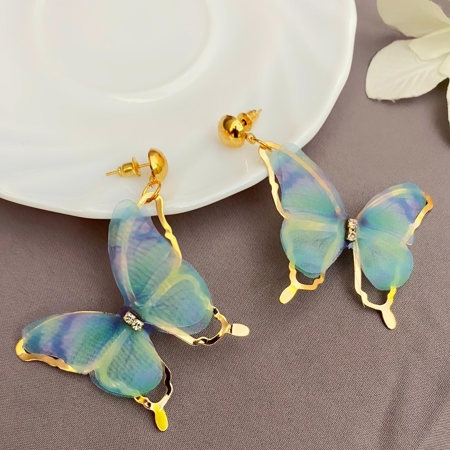 Danglers with Silk Organza Butterfly BY VATIYAANA