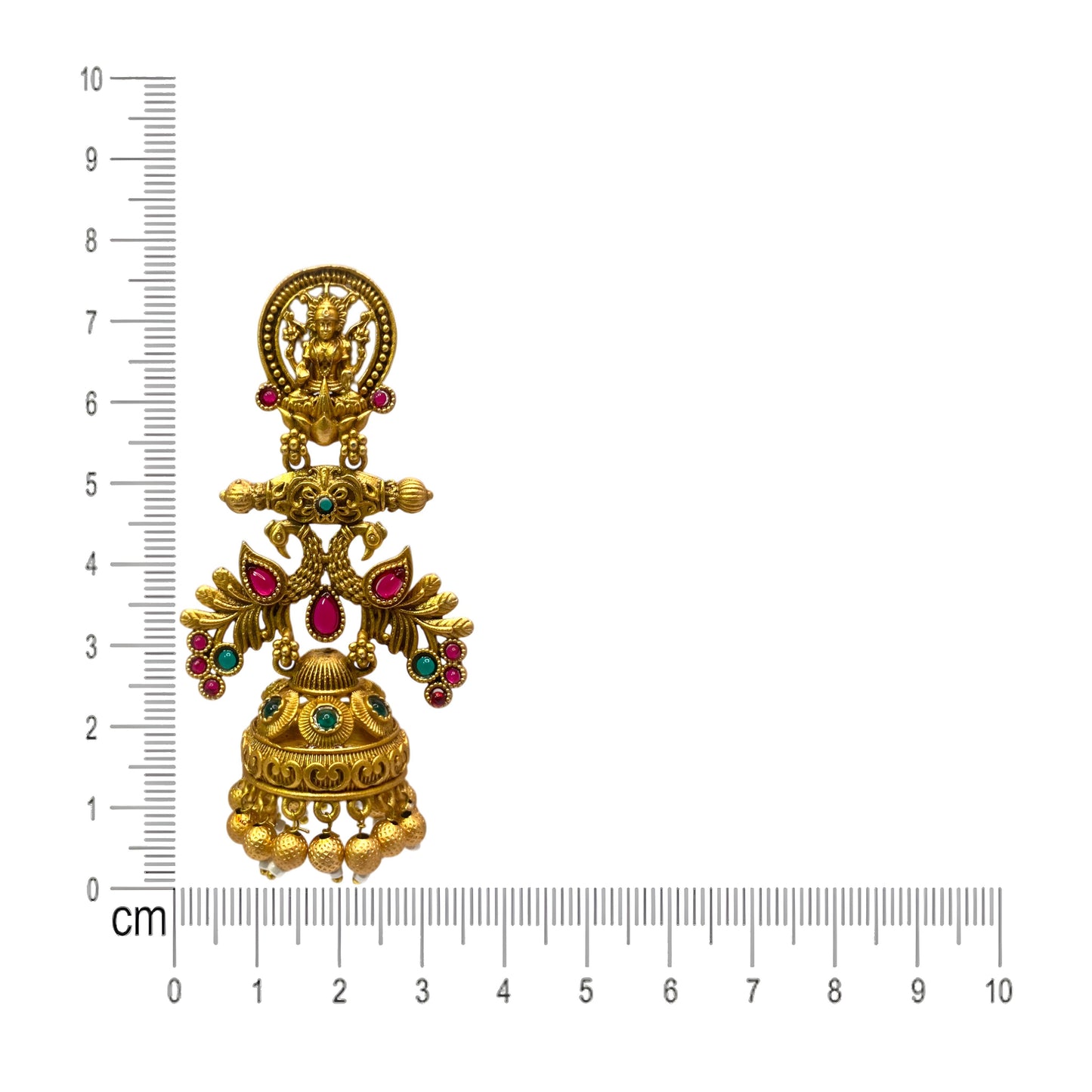 Beautiful Golden Antique Finish Goddess Laxmi Jhumki