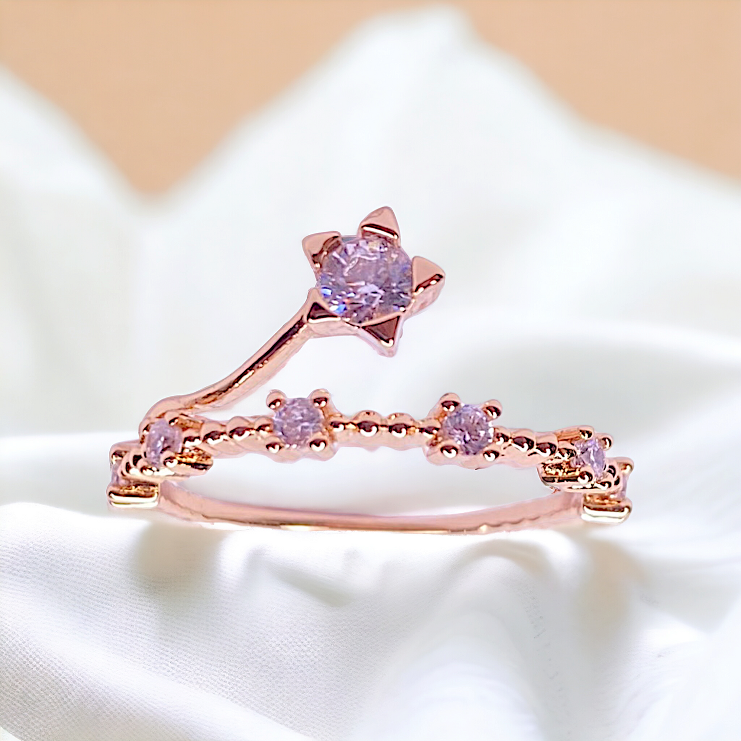 Lily Rosary Ring, Gold plated