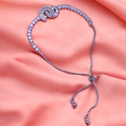 Beautiful Sterling Silver Adjustable Bracelet with CZ