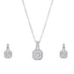 Beautiful Square Cut Single AD Solitaire Chain Pendant with Studs