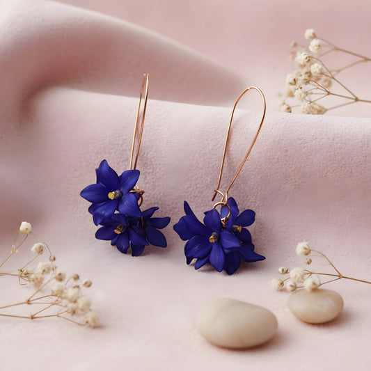 Blue Floral Drop Earrings