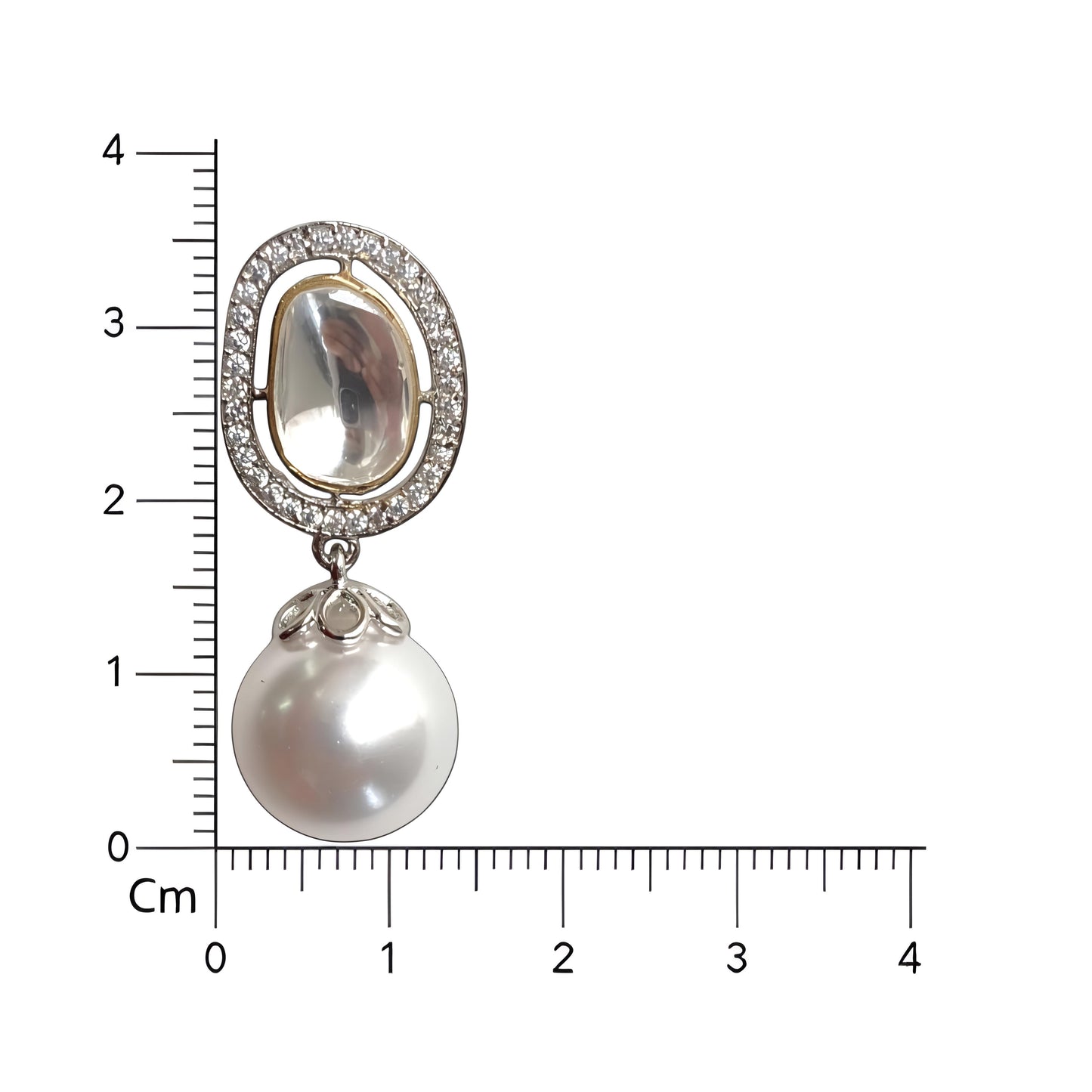Beautiful Kundan Earrings with white Drop Pearl & Moissanite Stones