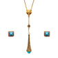 Turquoise Teardrop Pendant Set with Stones