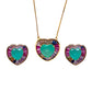 Heart Shaped Pendant Set with Aqua Colour
