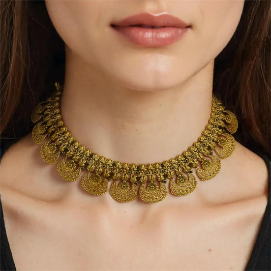 Antique Finish Gold Fusion Necklace Set