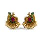 Antique Golden Plated Peacock Design Earrings with Hanging Pearls