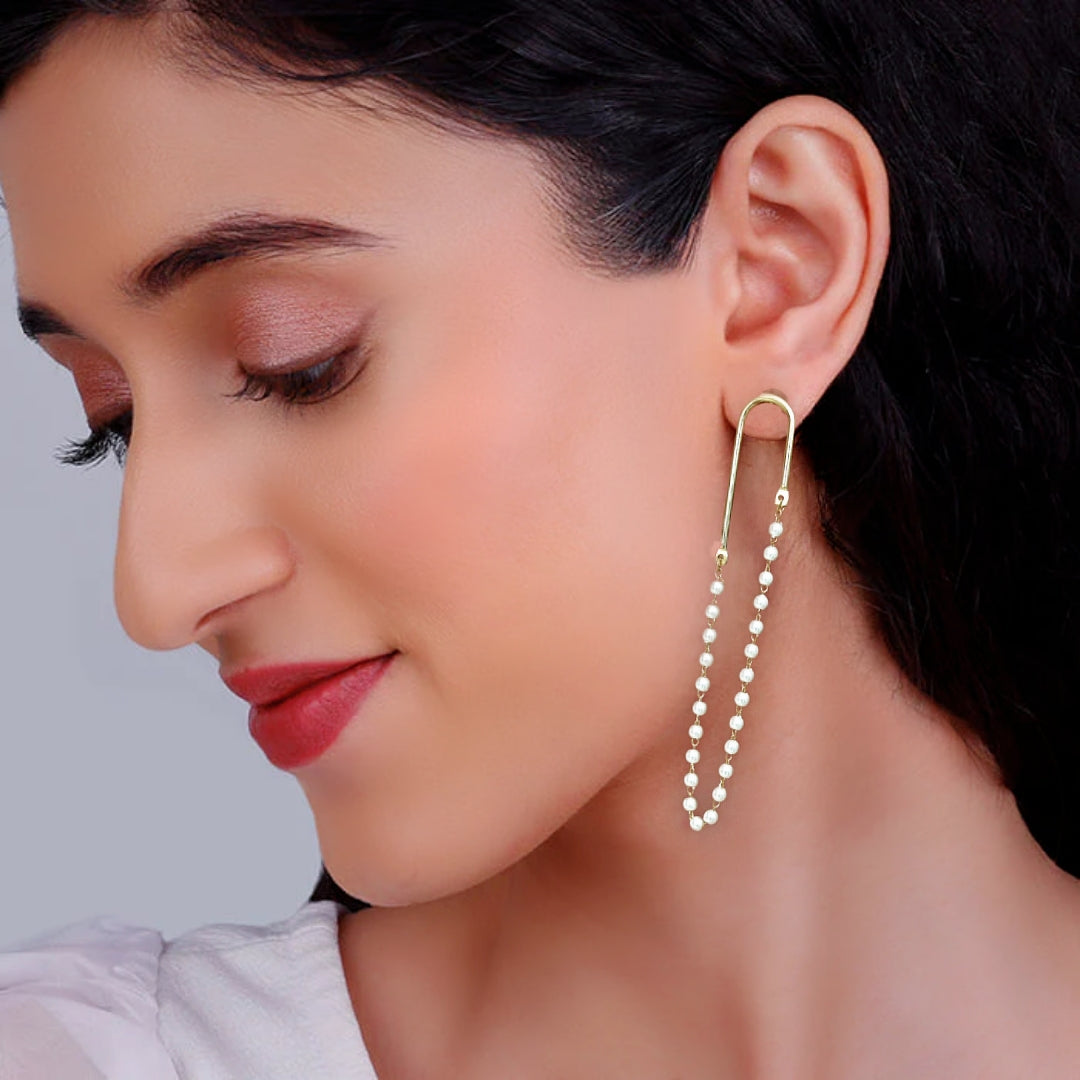 Beautiful Long Pearls Hanging Earrings FOR WOMEN