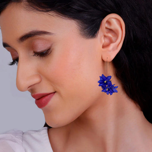 Blue Floral Drop Earrings
