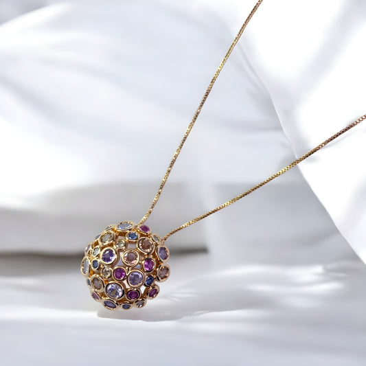 Vibrant Round Stone Chain Pendant