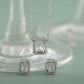 Beautiful Emerald Cut Single AD Solitaire Chain Pendant Set with Studs