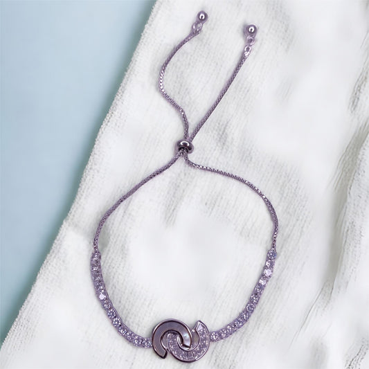 Beautiful Sterling Silver Adjustable Bracelet with CZ