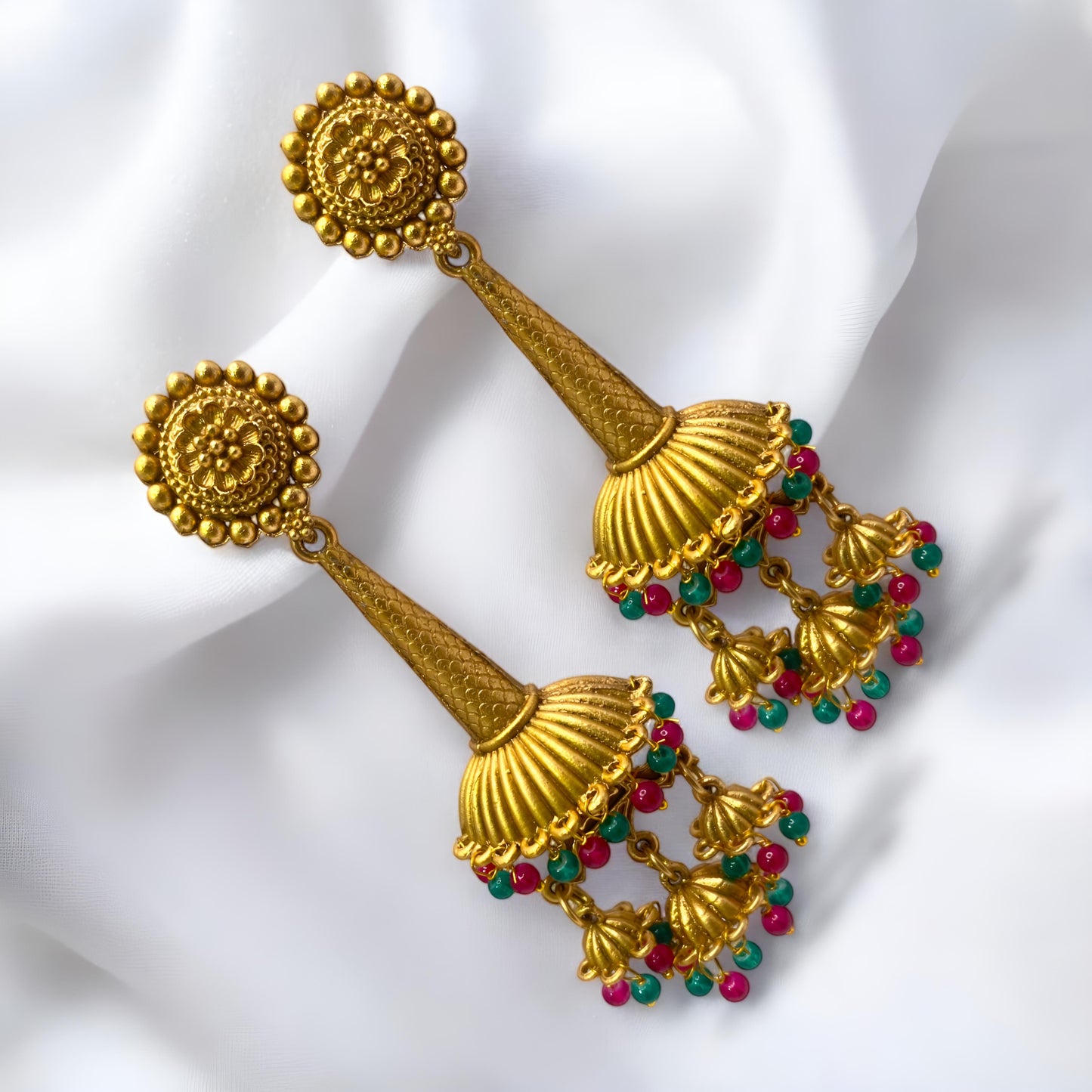 Beautiful Traditional Golden Antique Finish Jhumki